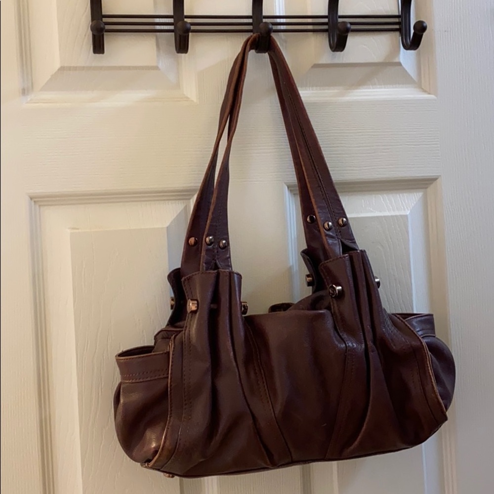 B. Makowsky Eggplant Colored Leather Purse